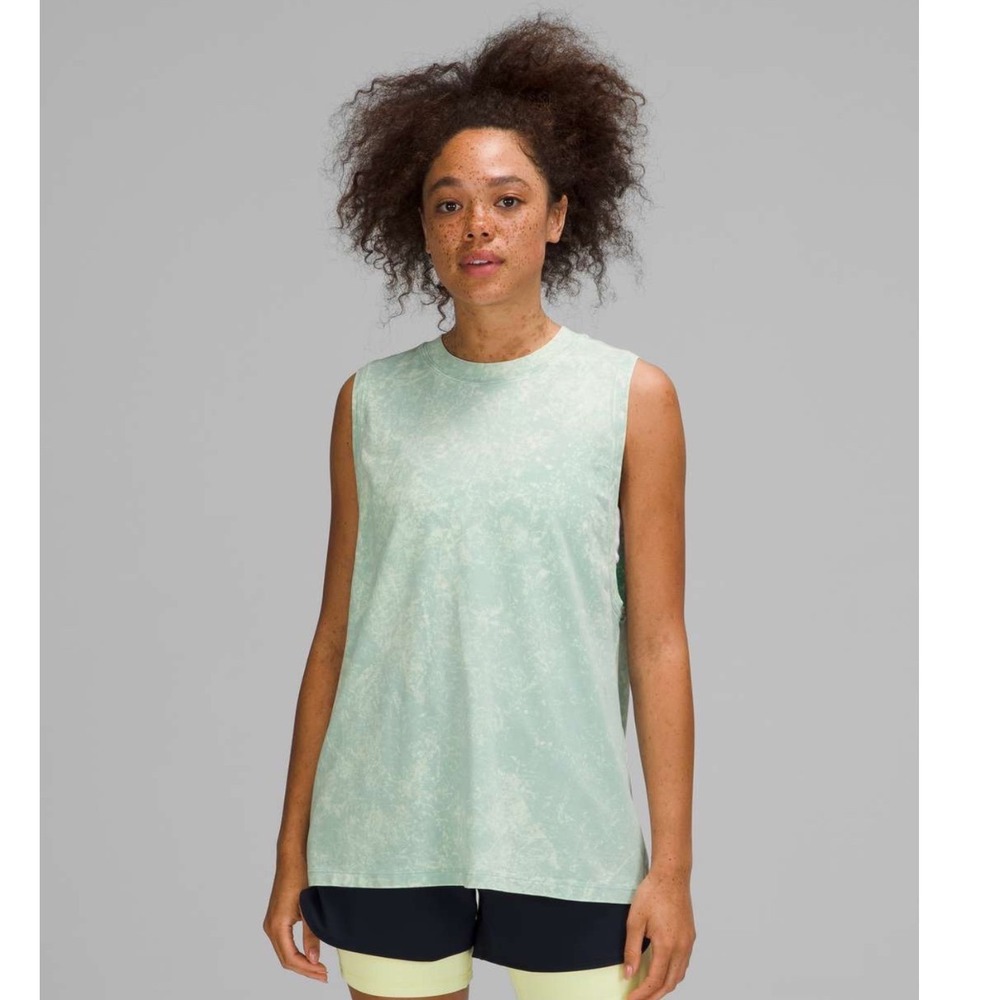 Lululemon All Yours Tank Top Marble Wash Mint Green Muscle Tank Relaxed size M